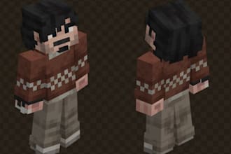 create your custom minecraft skin,pixel art background ,topdown