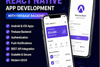 develop an expo react native app with a firebase backend