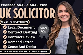 be your uk solicitor, cease and desist, contract drafting, review, demand letter