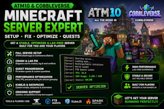 setup, fix and optimize your atm10 or cobbleverse minecraft server and quests