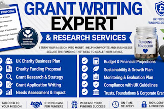 prepare a UK charity business plan and funding proposal for grants