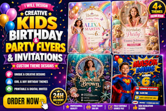 design creative kids birthday and party flyer or invitation