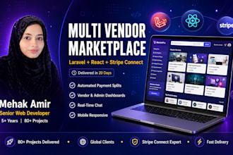 develop a custom multi vendor marketplace website in laravel