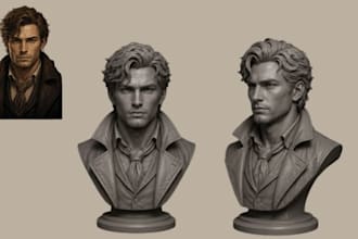 sculpt realistic 3d head 3d bust 3d face, face likeness stl file for 3d printing