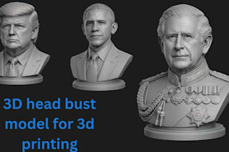 sculpt realistic 3d head 3d bust 3d face, face likeness stl file for 3d printing