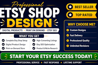 design etsy digital product etsy shop setup etsy print on demand etsy listing