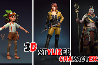 design stylized game ready 3d character with rigging for unity unreal animation