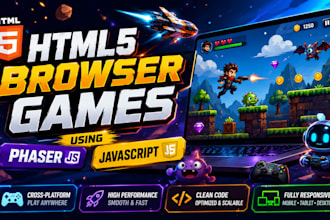 develop 2d and 3d HTML5 browser games using phaser js and javascript