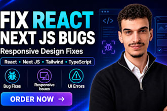 fix react next js bugs and responsive design issues