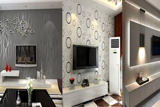 design modern TV wall unit, media wall, and living room feature wall