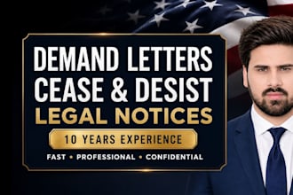 prepare cease and desist letter demand letter, legal notice, as a lawyer