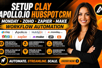 setup clay apollo io  hubspot CRM monday zoho zapier make workflow automation