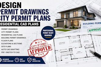 design permit drawings, city permit plan, residential cad plan