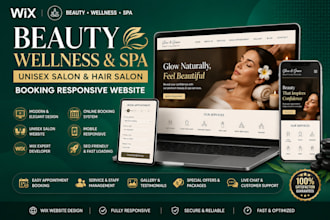 do responsive wix shopify skincare online store booking barbarshop spa website