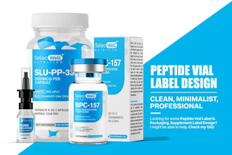 design cosmetic label packaging, peptide sarms supplement, vial and spray design