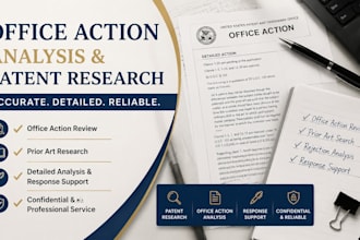 uspto office actions and provide patent research support