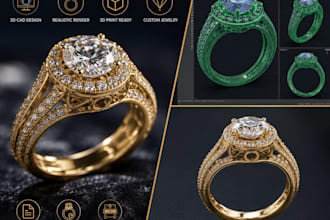 create 3d jewelry cad design for 3d printing and commercial animation