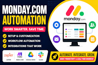 setup monday com crm workflow automation zapier make com integration