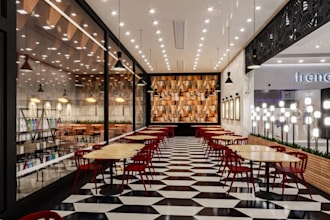 provide modern architecture restaurant interior, optimize your commercial layout