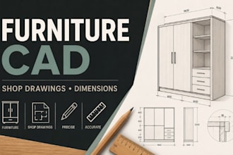 create furniture cad, cabinet drawings and woodworking plans with dimensions