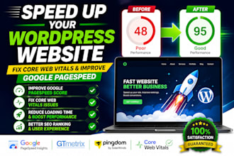 speed up wordpress website, fix core web vitals, improve google pagespeed