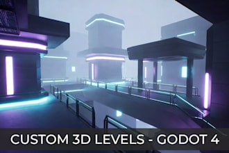 design custom 2d, 3d godot levels, design for latest godot version