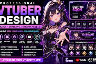 create professional vtuber model, rig, branding, overlays and streaming assets