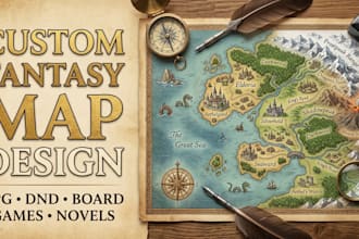 design fantasy map, rpg map, dnd map and board game map