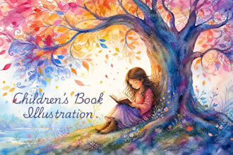 draw watercolor illustrations and children book illustrations for KDP