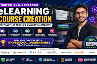 create, edit, and produce professional elearning courses for udemy, learnworlds