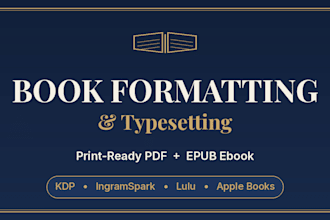 do book formatting, interior layout, and ebook conversion