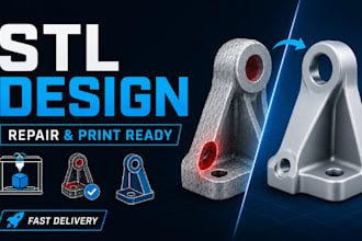 design custom stl files, repair mesh errors, create 3d printable product protype