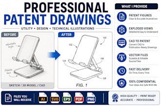 create professional patent drawings for utility and design patents