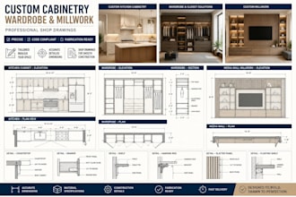 create custom cabinetry, wardrobe and millwork shop drawings