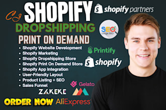 build shopify, design or redesign shopify print on demand dropshipping website
