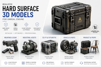 create realistic unreal engine hard surface 3d models
