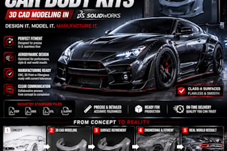 design custom 3d car body kits, 3d cad modeling automotive in solidworks