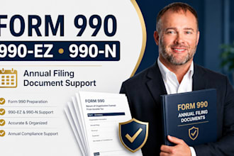 prepare nonprofit form 990, 990ez, or 990n annual filing documents