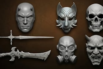 do 3d cosplay mask, halloween mask, and 3d helmet stl file for 3d printing