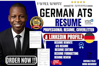 write german ats resume professional resume cover letter and linkedin profile