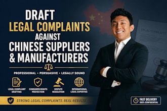 draft legal complaints against chinese suppliers and manufacturers