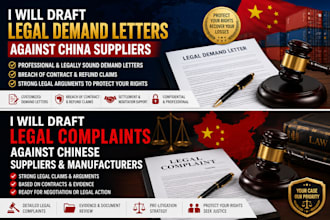 draft legal complaints against chinese suppliers and manufacturers