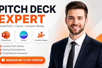 design investor pitch deck, startup pitch deck, powerpoint presentation canva