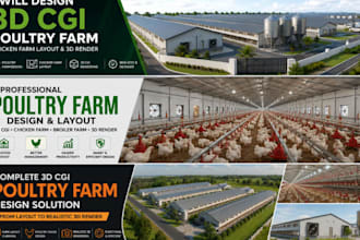 design 3d cgi poultry farm, chicken farm design, farm layout and 3d rendering