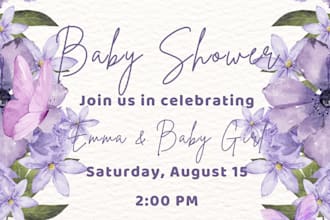 design editable canva baby shower invitation