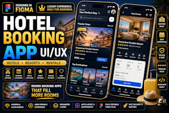 design premium hotel booking vacation rental mobile app UI UX in figma