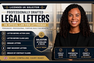 issue a UK letter before action, demand letter for debt recovery as a solicitor
