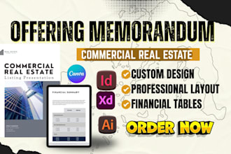 create a real estate investment offering memorandum content, brochure design