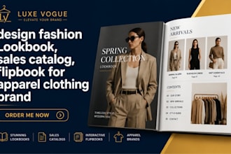 design fashion lookbook, sales catalog, flipbook for apparel clothing brand