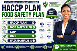 create haccp plan, food safety plan, sops and gmp documentation